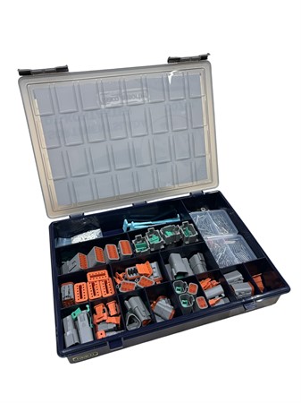 Sortimentlåda DT-kontakter (stift, tång m.m.) 307st